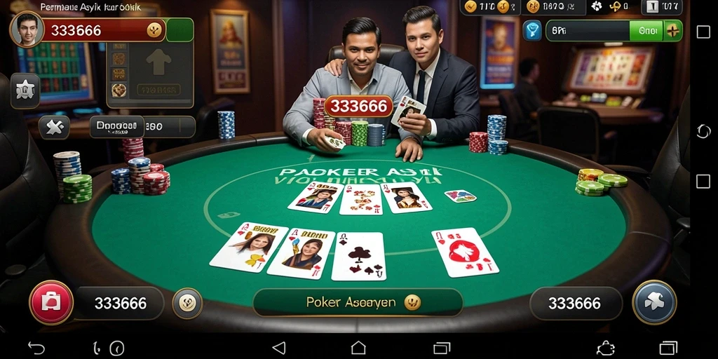 Tampilan gameplay menarik dalam 333666 dengan aksi poker seru.