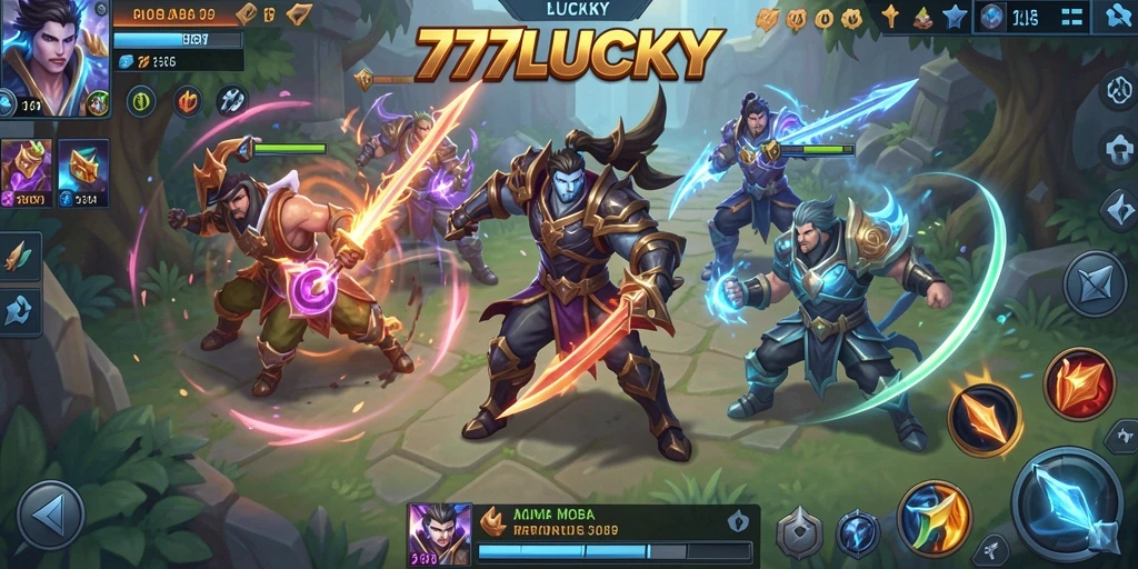 Screenshot utama gameplay 777LUCKY yang menampilkan aksi seru tim bertarung.