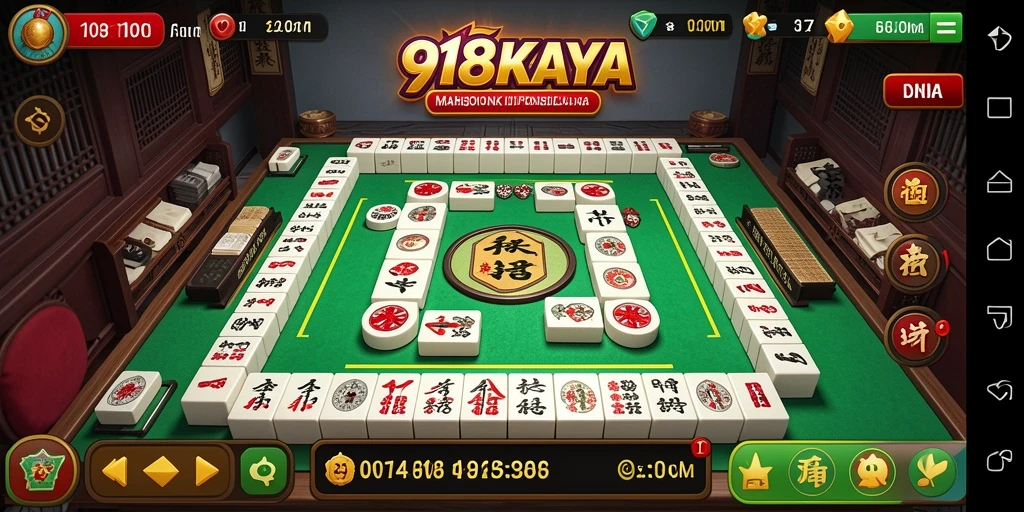 Tampilan gameplay menarik dari 918KAYA yang menampilkan Mahjong seru.