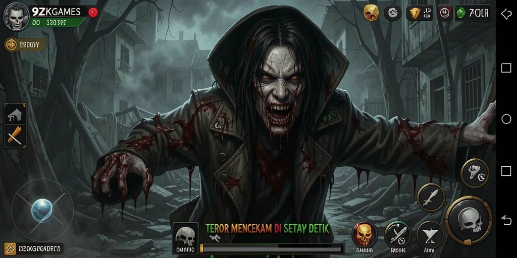 Tangkapan layar menampilkan suasana menyeramkan dalam gameplay 9ZKGAMES.