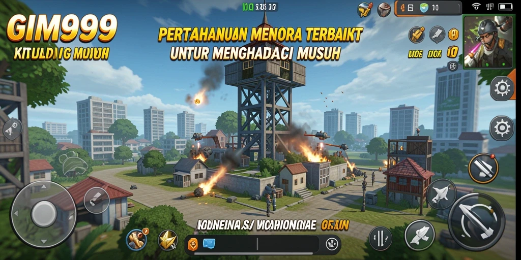 Gameplay GIM999 menampilkan aksi menara pertahanan yang seru dan intens.