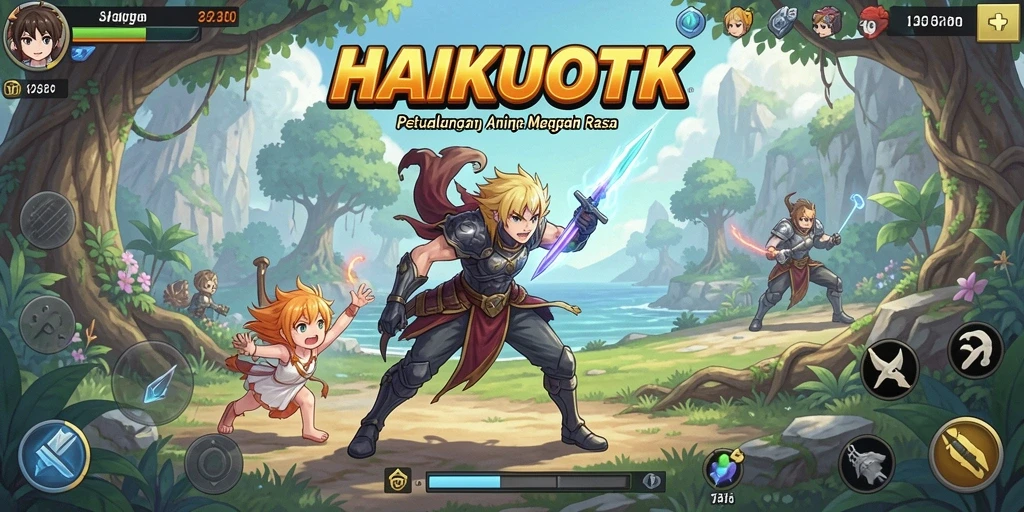 Tangkapan layar HAIKUOTK memperlihatkan karakter Anime dalam aksi.