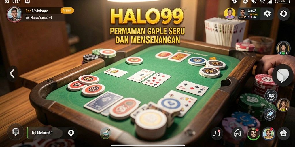 Screenshot dari gameplay HALO99 yang menggambarkan suasana seru permainan Gaple.
