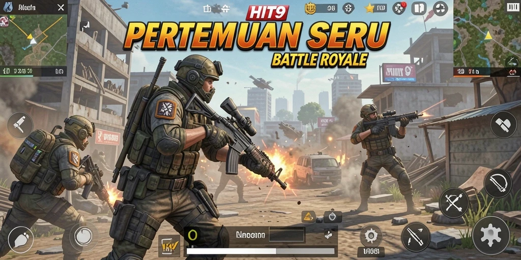 Tampilan seru dari gameplay <strong>HIT9</strong> saat bertarung di medan Battle Royale.