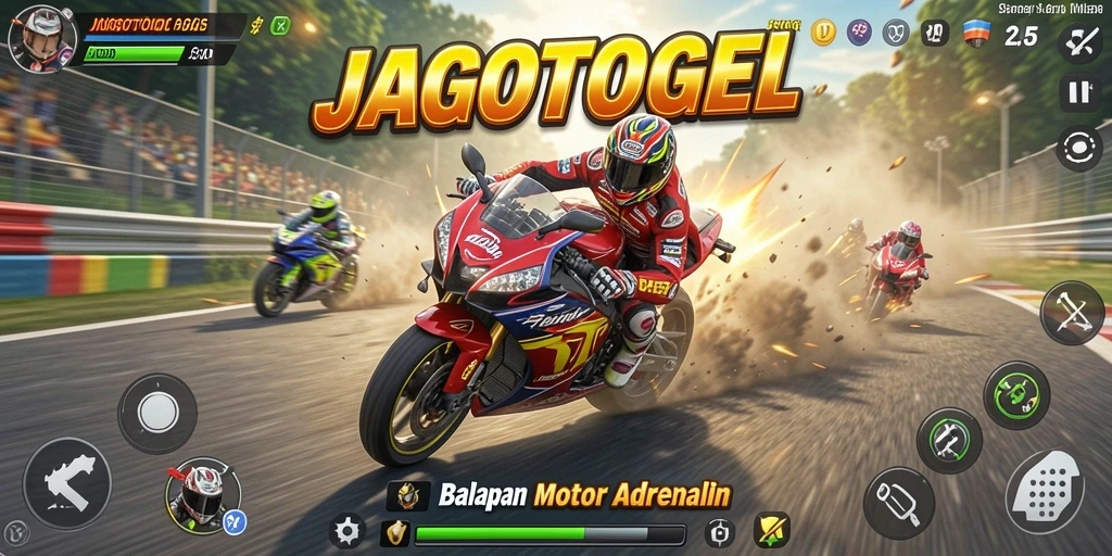 Tampilan gameplay balapan motor yang seru dan cepat.