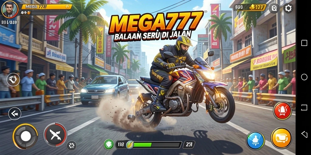 Gameplay seru dan menegangkan dari MEGA777 di trek balap.