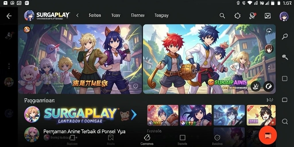 Gameplay menarik SURGAPLAY yang menampilkan karakter anime ikonik.