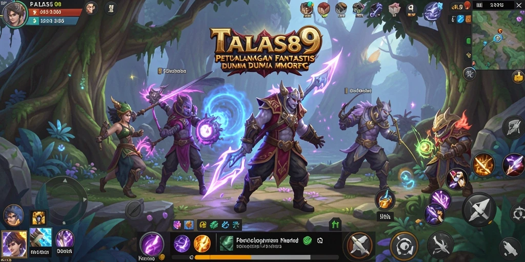 Screenshot utama TALAS89 menampilkan aksi pertempuran epik dalam dunia MMORPG.